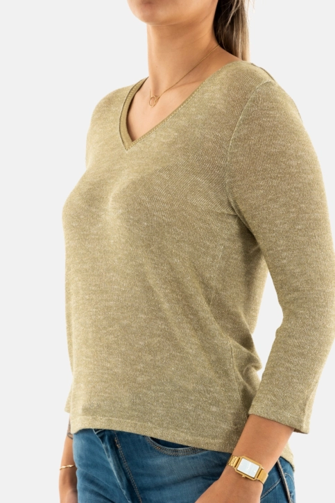 Tee shirt manches longues only holly loden green gold lurex