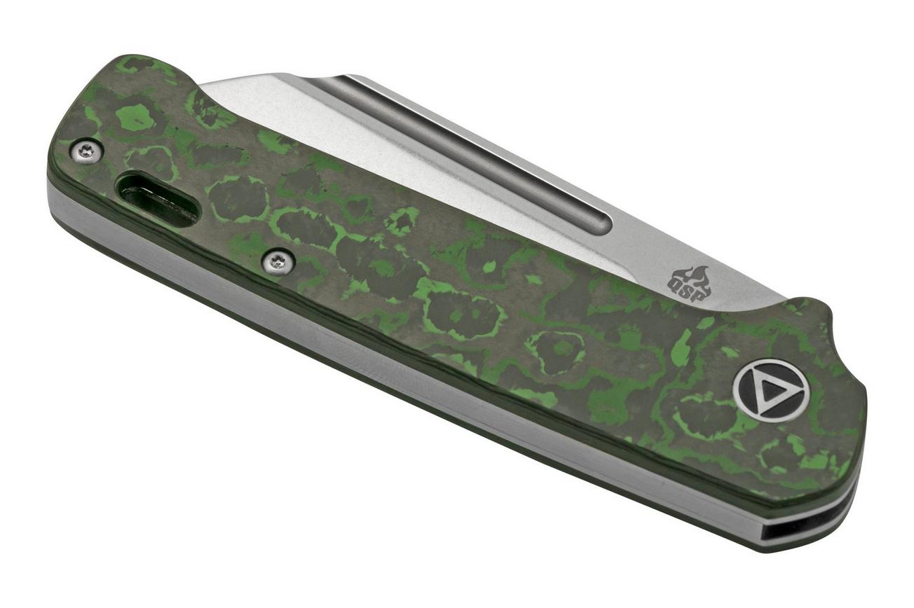 QSP Knife Penguin QS130SJ-E1, CPM 20CV Stonewashed, Fat Carbon Jungle Wear, slipjoint zakmes