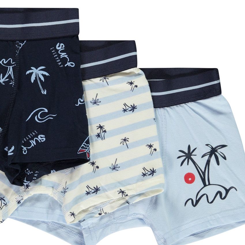 Lot de 3 boxers motifs palmiers pour garçon - Bleu marine