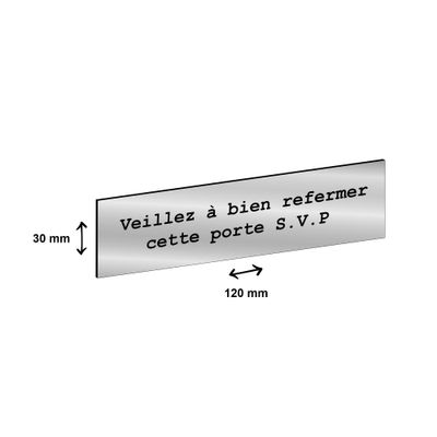 Plaque boîte à lettres personnalisée avec votre texte - 120 x 30 mm - argentée - adhésivée prête à poser