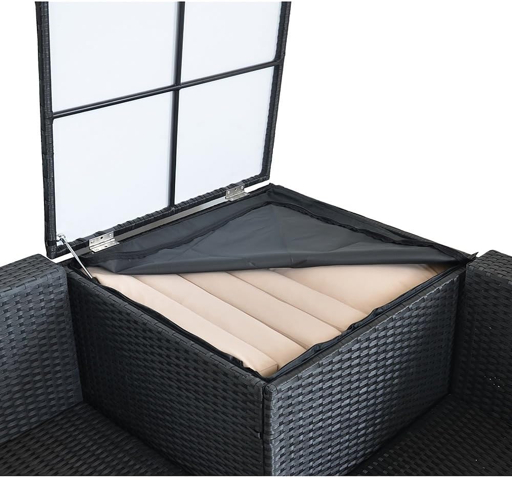 Melko Polyrattan Lounge Ecksofa 185x185CM Sitzgarnitur Balkon Gartenlounge inkl. Auflagebox
