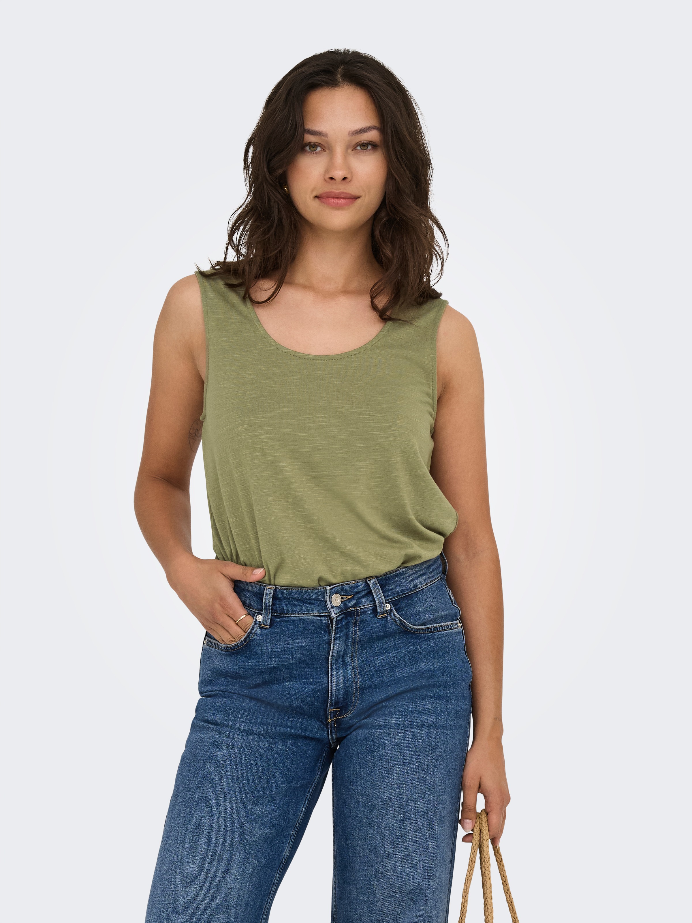 ONLY Spitzentop »ONLFREDA S/L U-NECK MIX TOP BOX JRS«