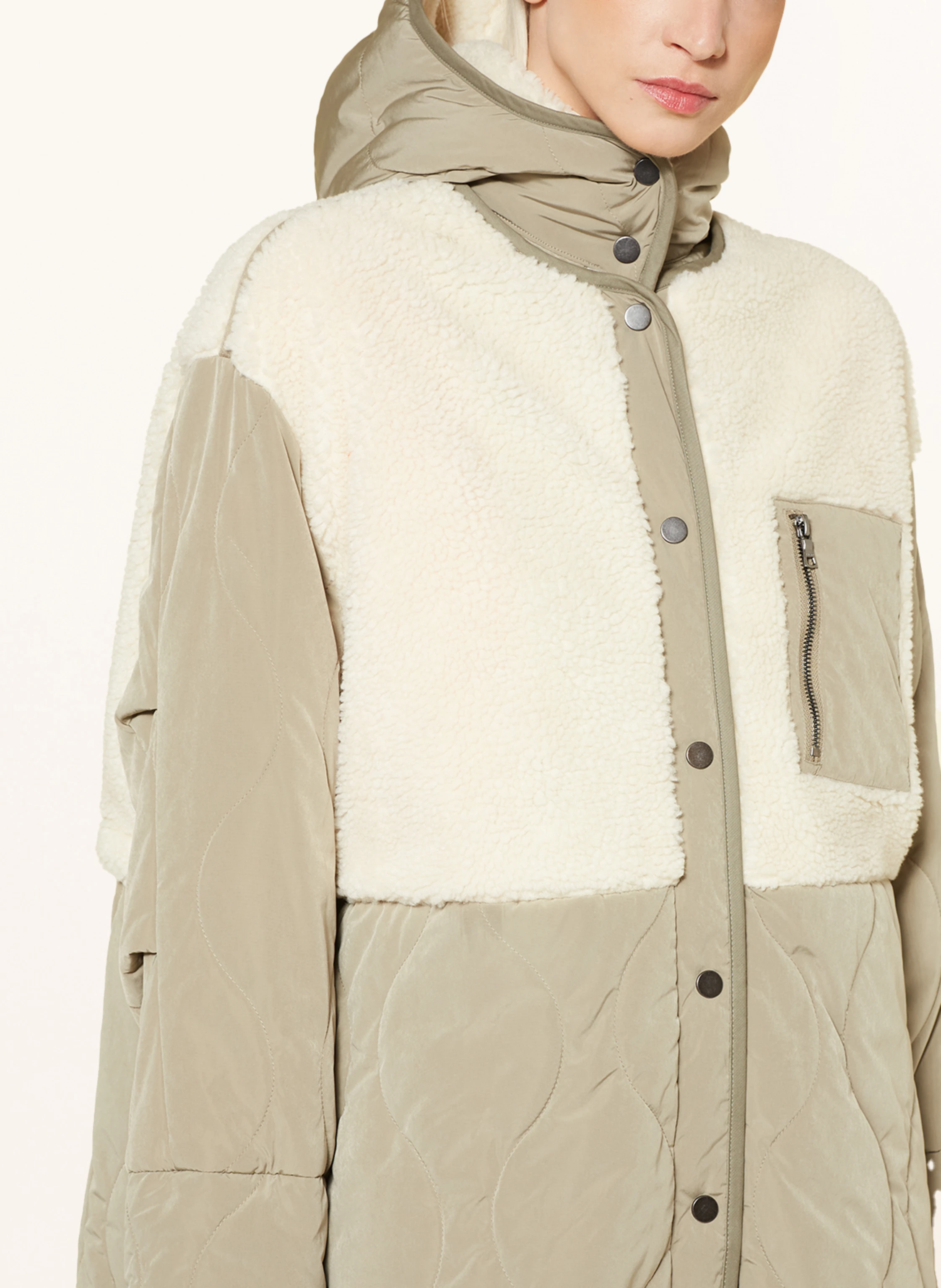 BLONDE No.8 Steppjacke mit abnehmbarer Kapuze und Teddyfell