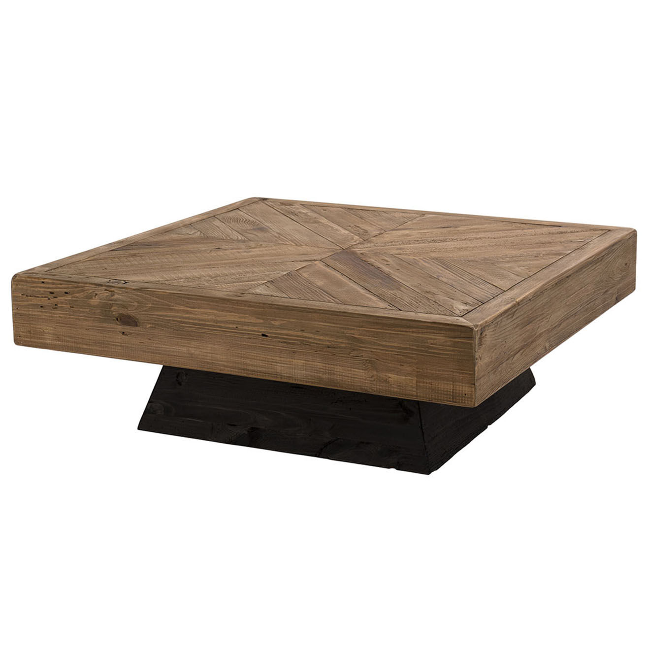 Macabane Table basse carrée bois Pin recyclé Andrian marron  - 99.5x99.5x35 cm