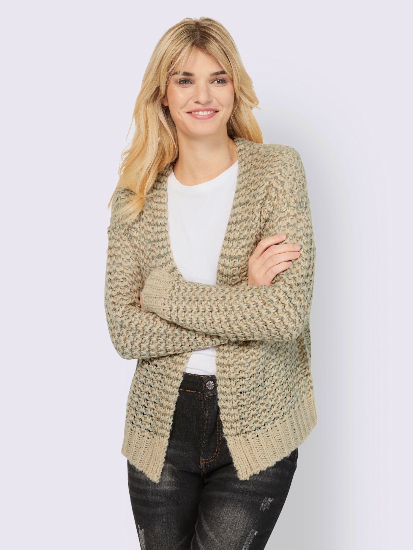 Cardigan motif tricoté décoratif