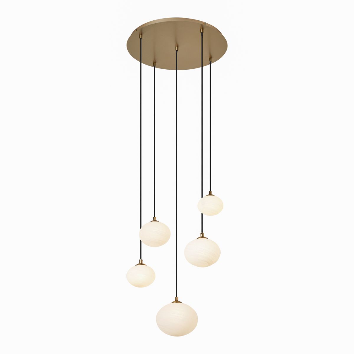 Art Deco hanglamp goud met opaal glas 5-lichts - Yani