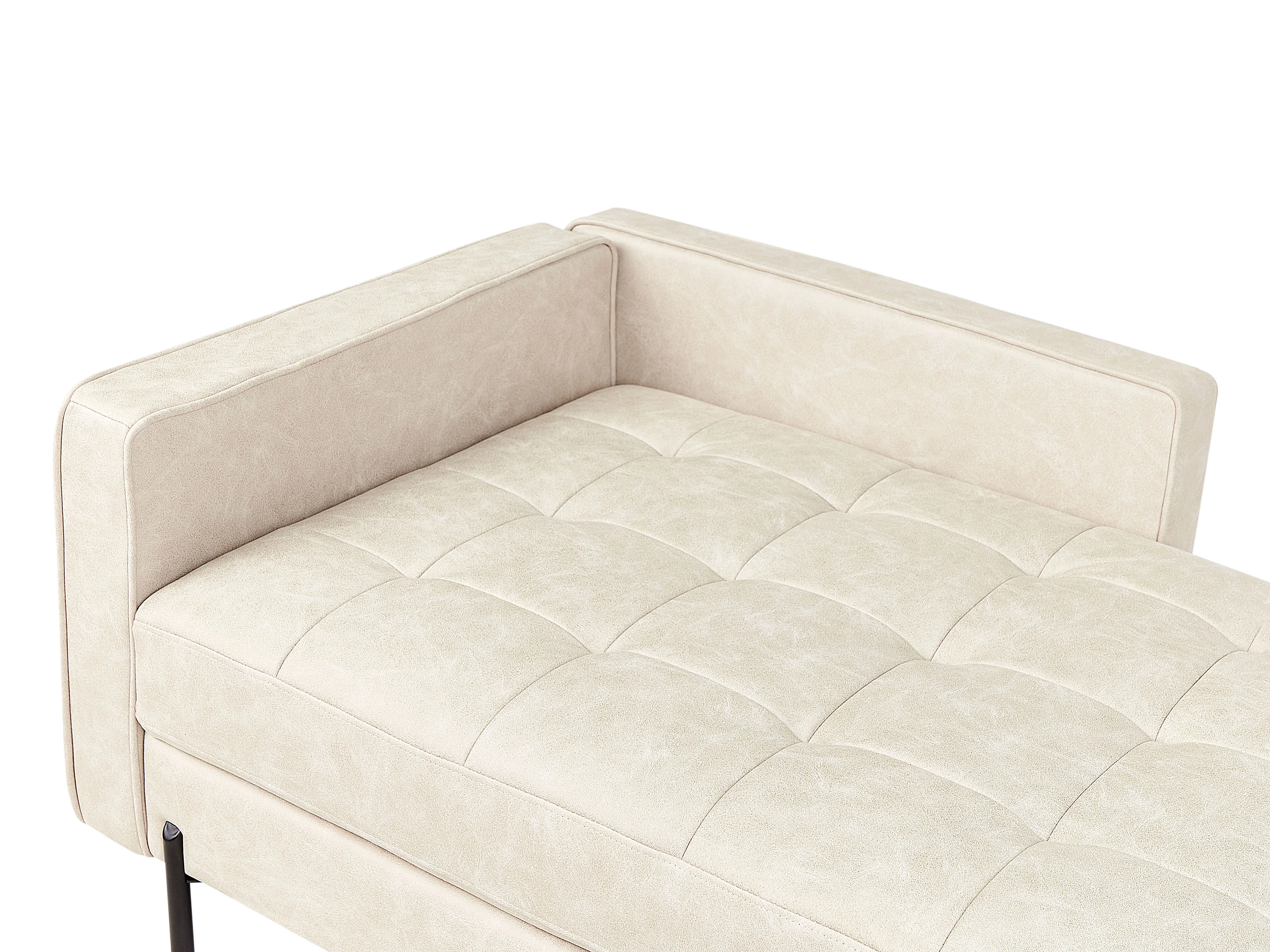 Linkszijdige chaise longue REBAIS Kunstleer Lichtbeige