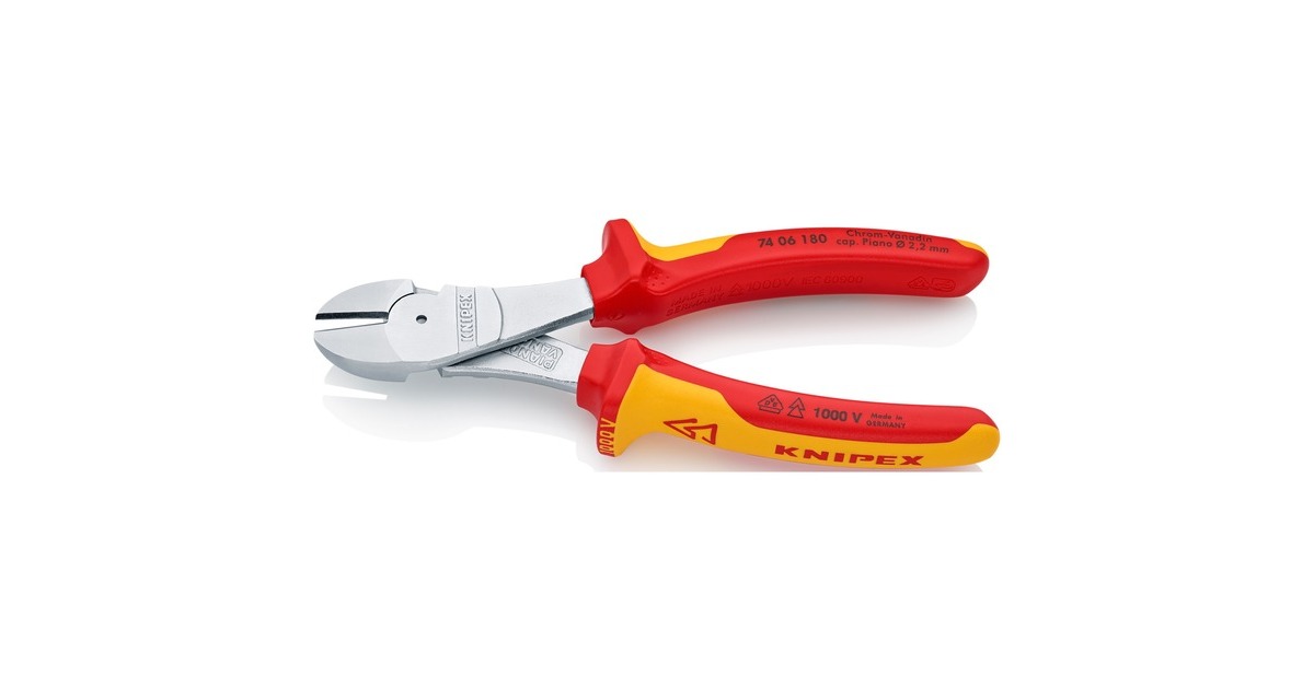 KNIPEXKracht-zijsnijtang 7406180 kniptang  (Rood/geel)