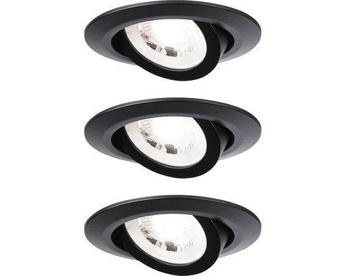 LED inbouwspotset 3x4,8W 3x450 lm 3000 K draaibaar zwart/mat Ø 8,2/7,5 cm 230V