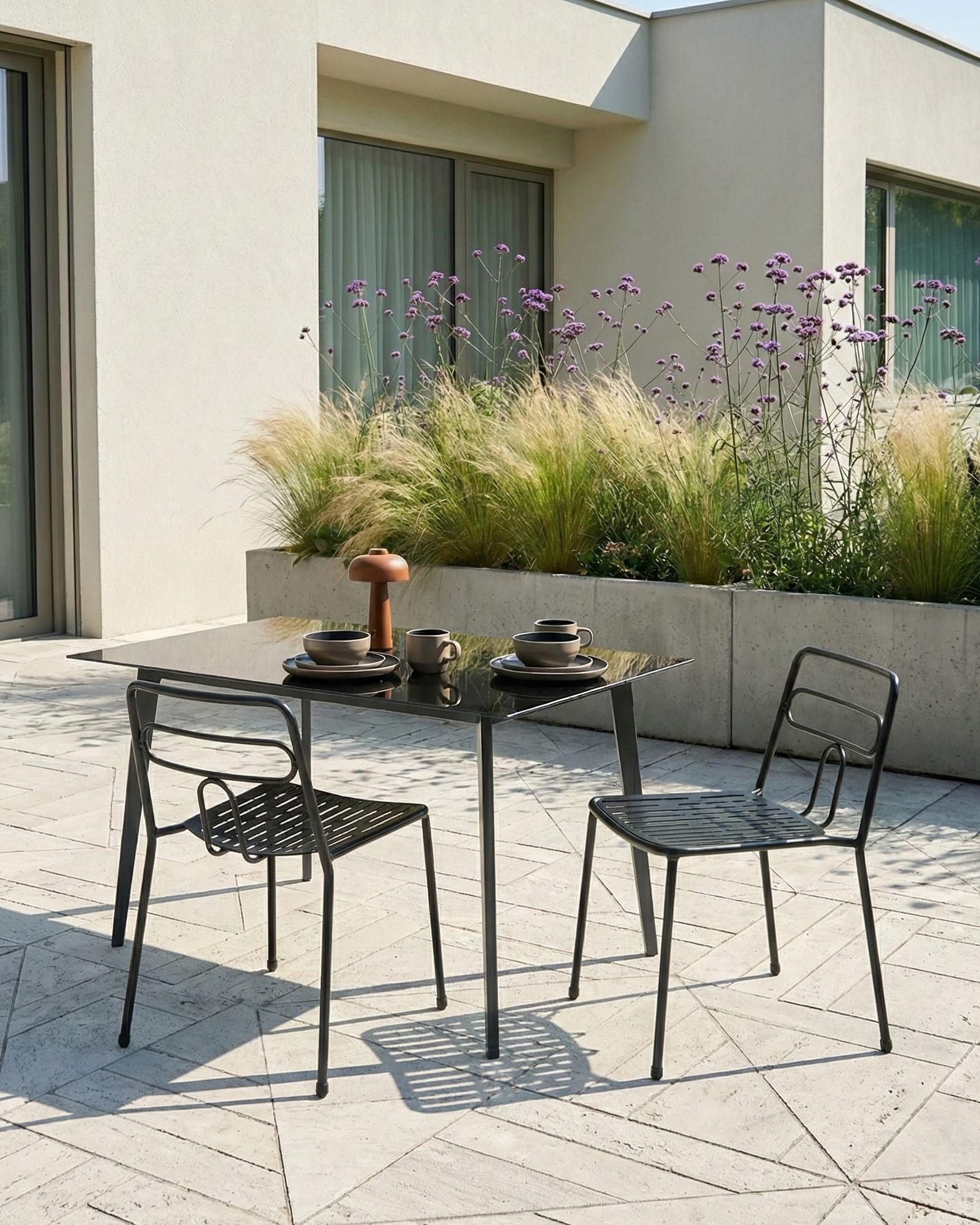 Set van 2 tuinstoelen AGEROLA Metaal Zwart