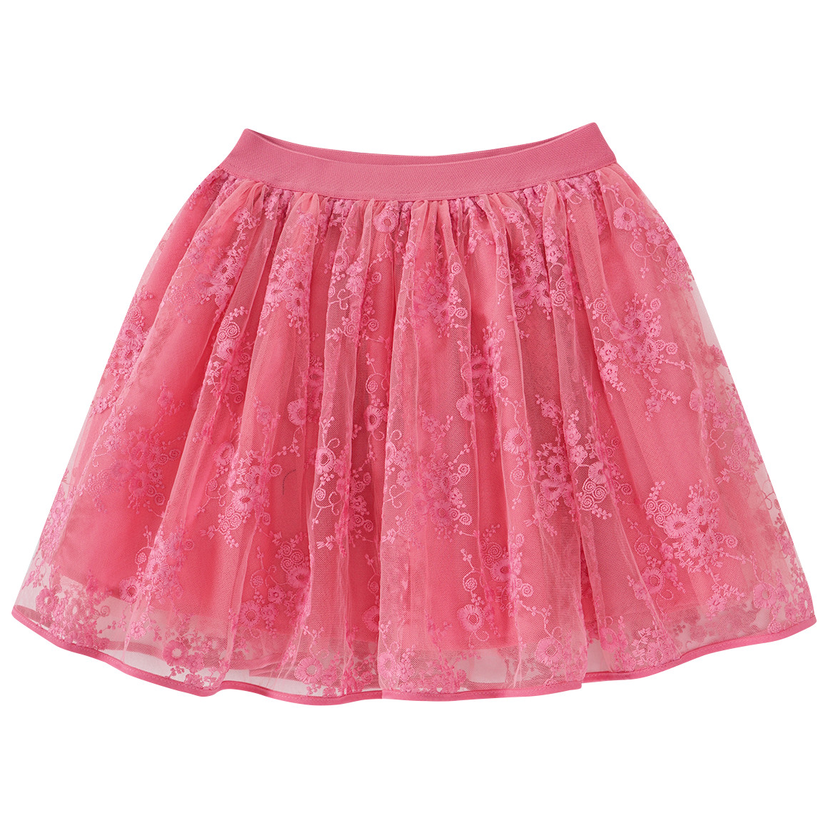 Yigga Mädchen Tüllrock mit floraler Stickerei pink