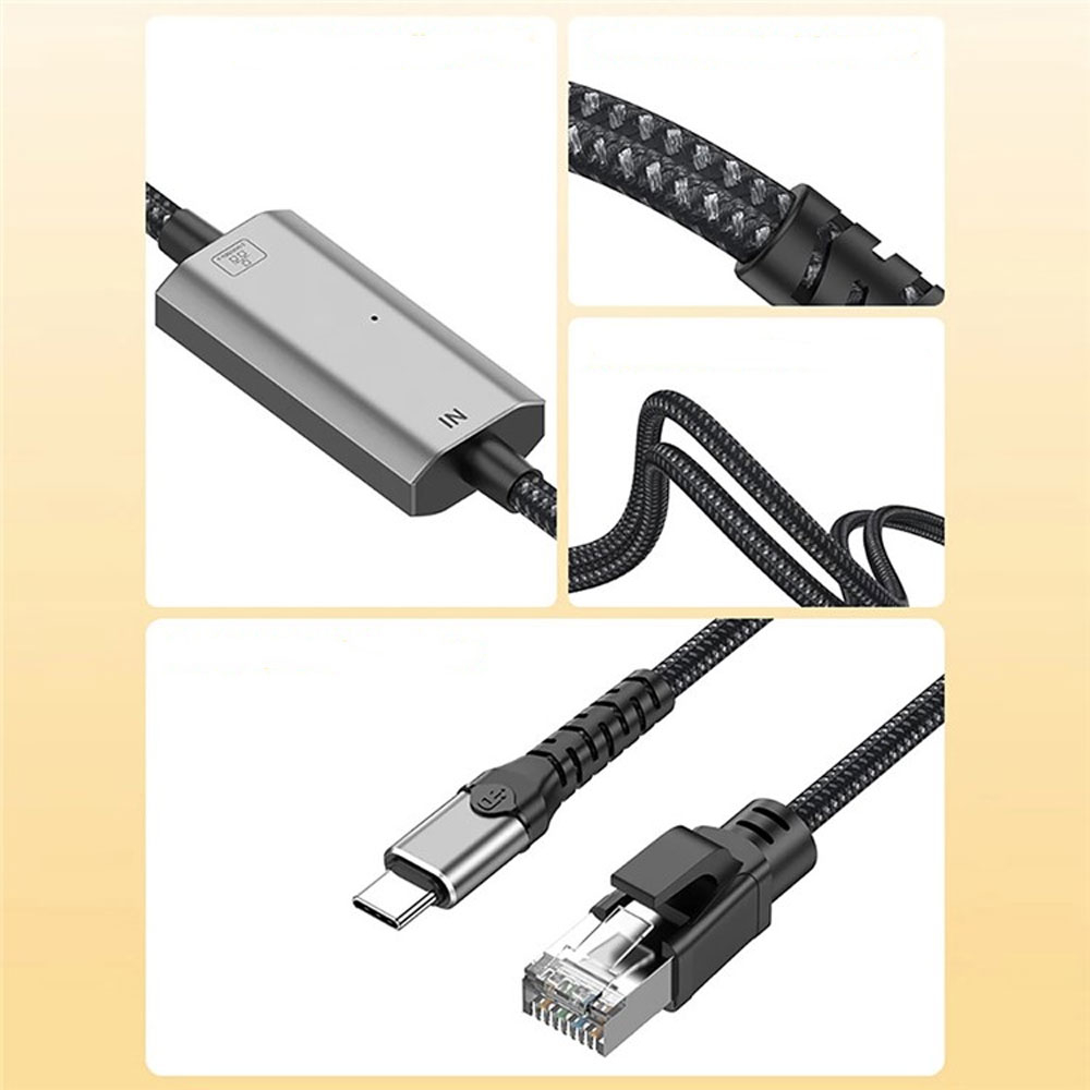 (3m) USB C auf Gigabit Ethernet LAN RJ45 Netzwerkanschluss Adapter Kabel (1000Mbit/s) - Grau