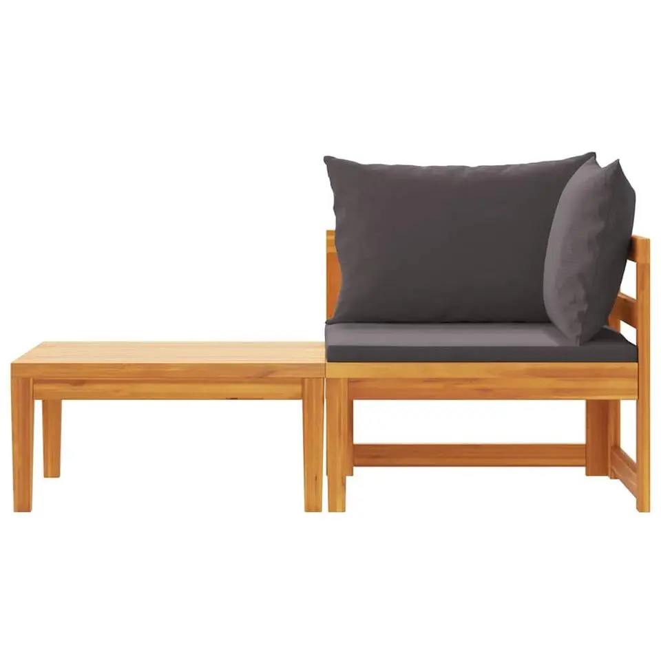 vidaXL - Loungeset - Grijs - Acaciahout - 2 stuks - Met kussens