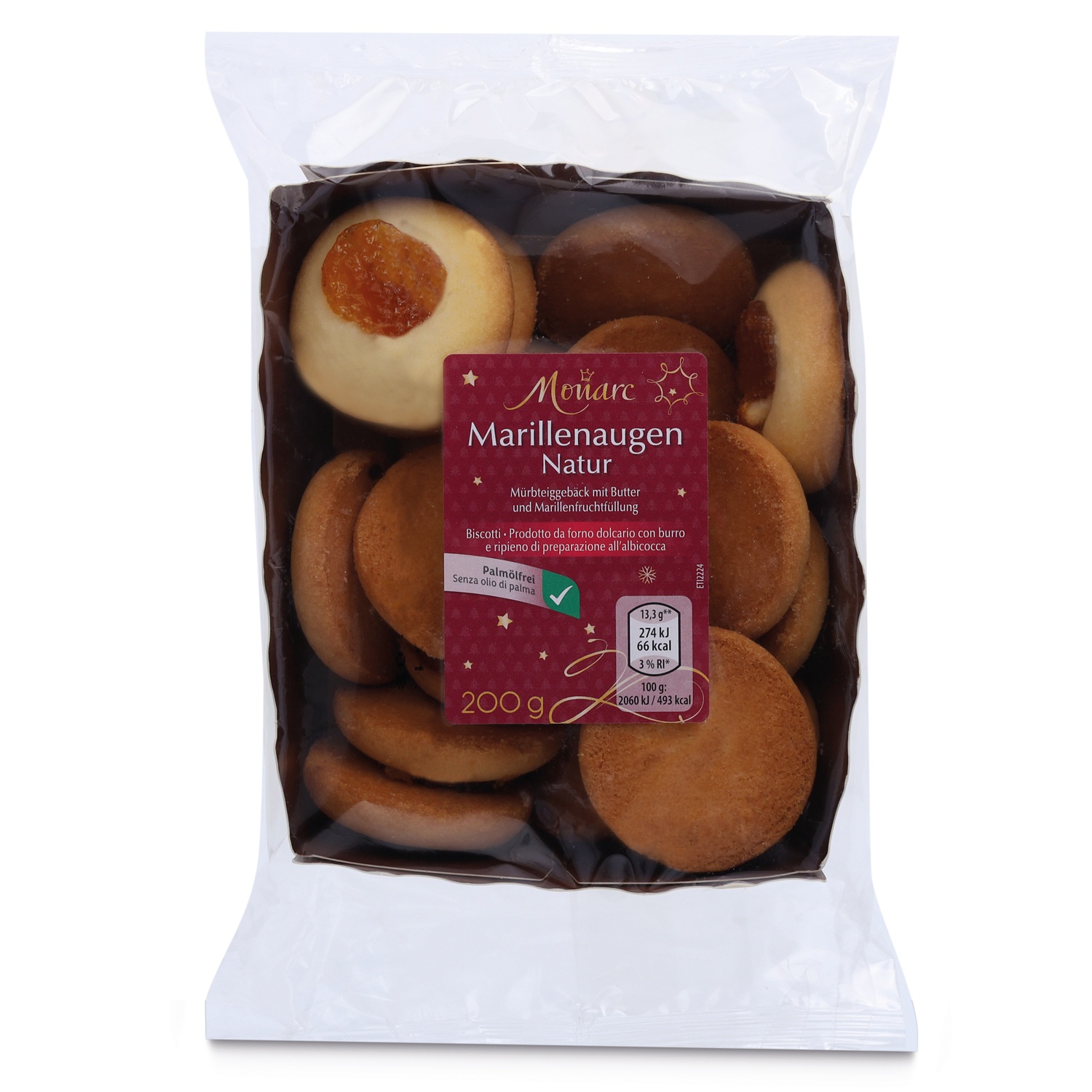 MONARC Butter-Teegebäck, Marillenaugen 200 g