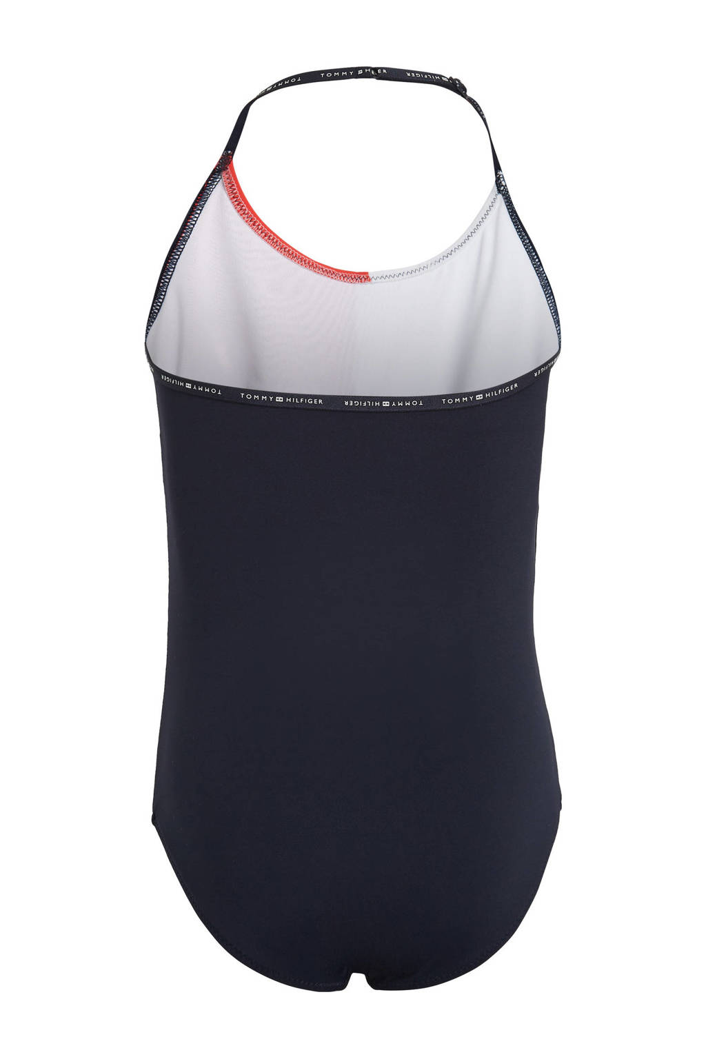 halter badpak donkerblauw/wit/rood