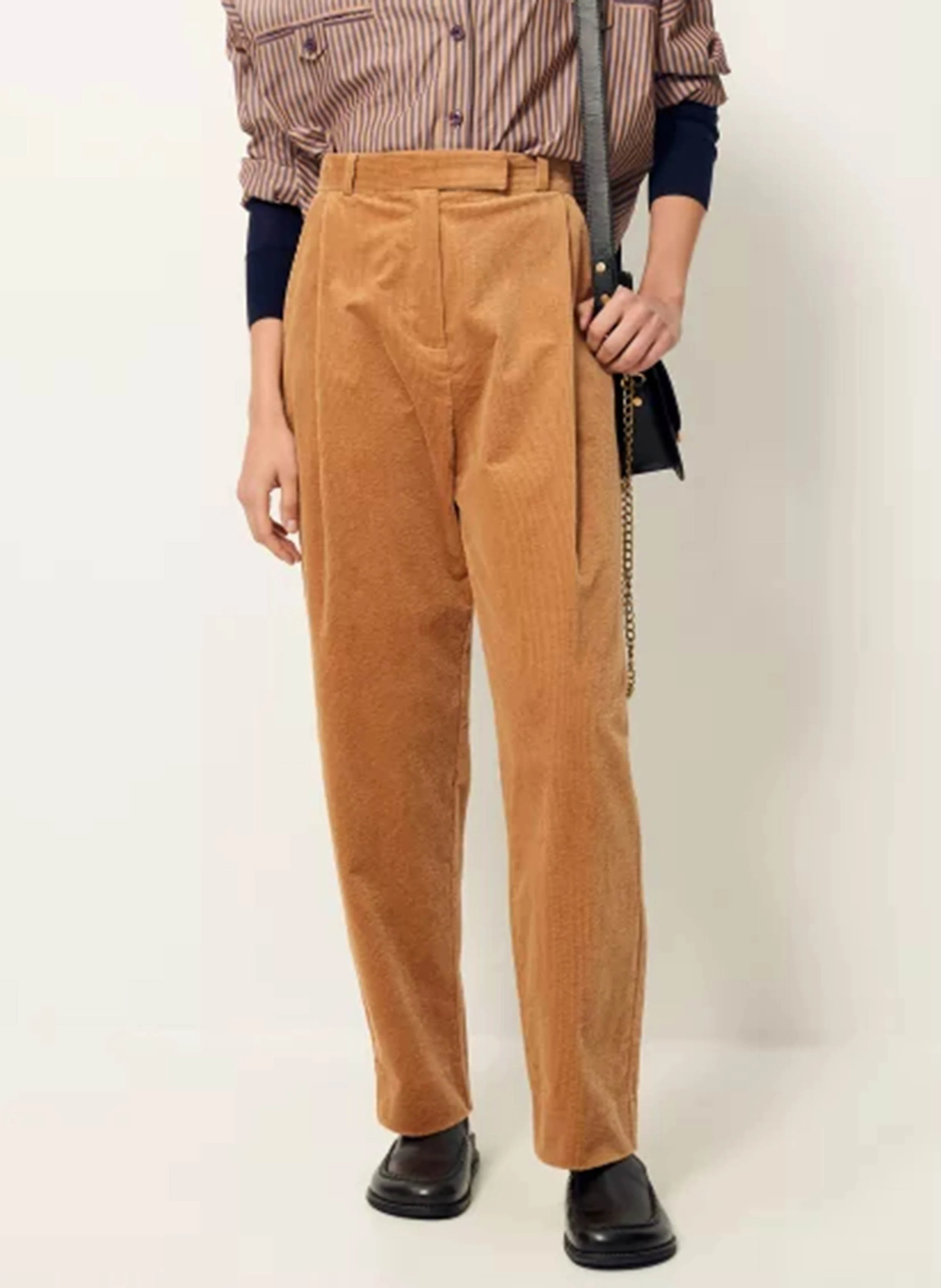 SAVILE ROW - Pantalon fuselé taille haute en coton mélangé | Beige