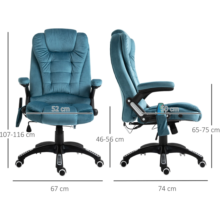 Vinsetto Bürostuhl mit Massage- und Wärmefunktion blau