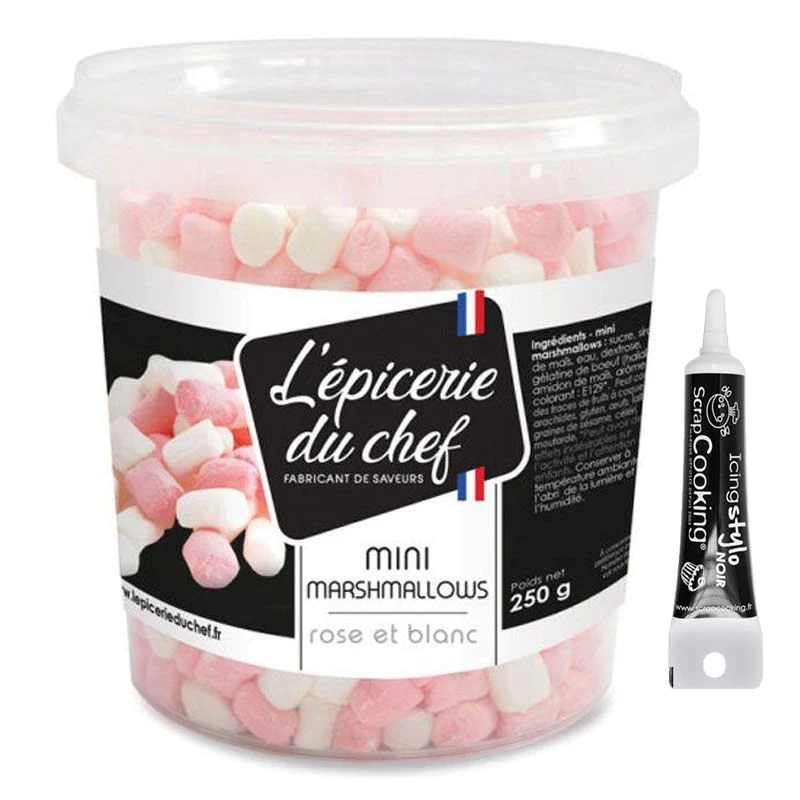 Mini marshmallows 250 g + Stylo de glaçage noir Scrapcooking