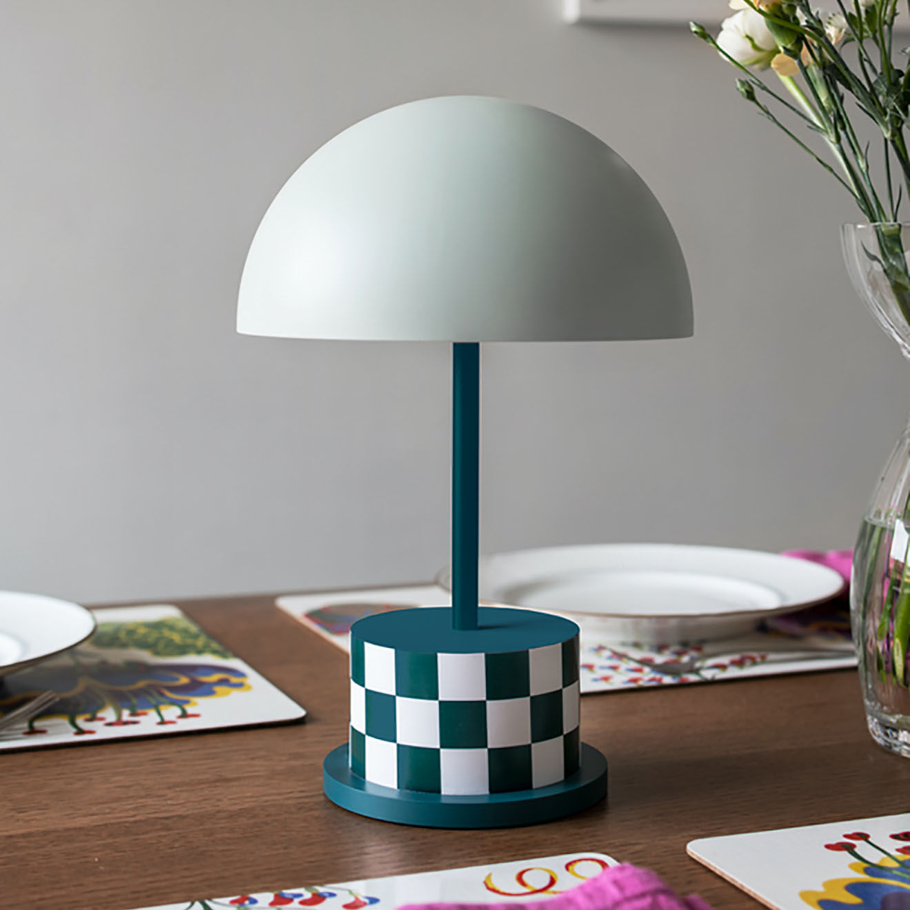 Printworks Lampe Portable Riviera vert/blanc - 19.3x19.3x27.8 cm