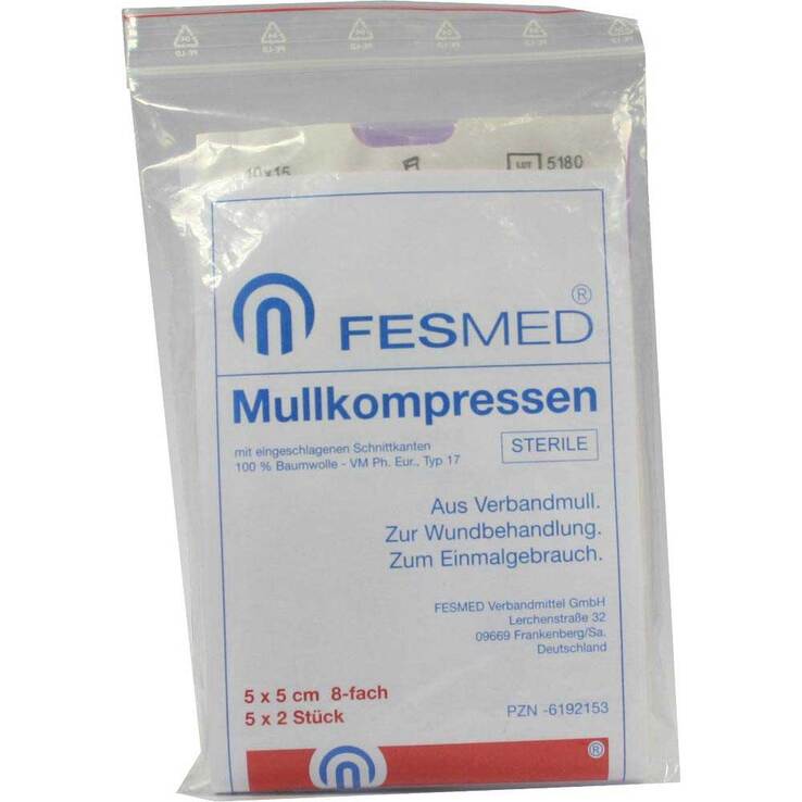 Mullkompressen ES 5x5 cm steril 8-fach, 5X2 St