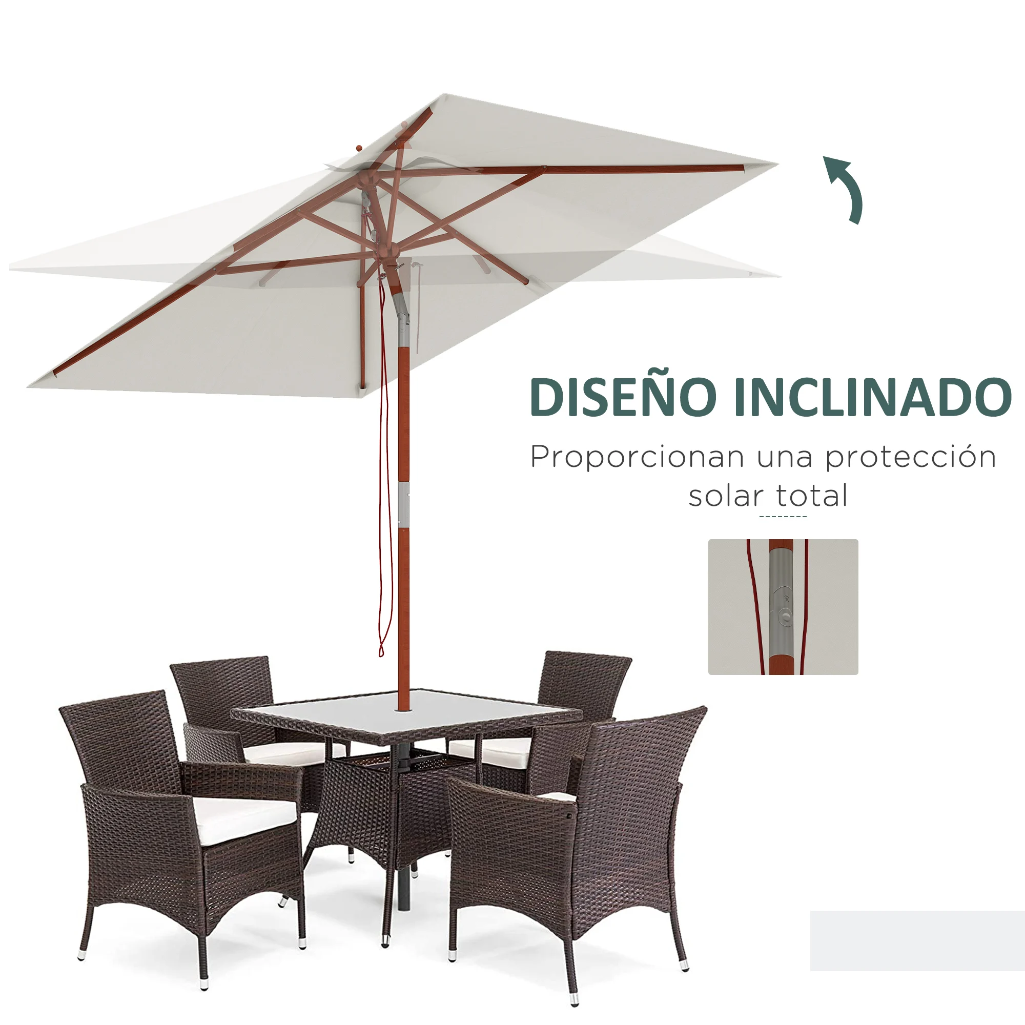 Guarda-sol de jardim bege Outsunny