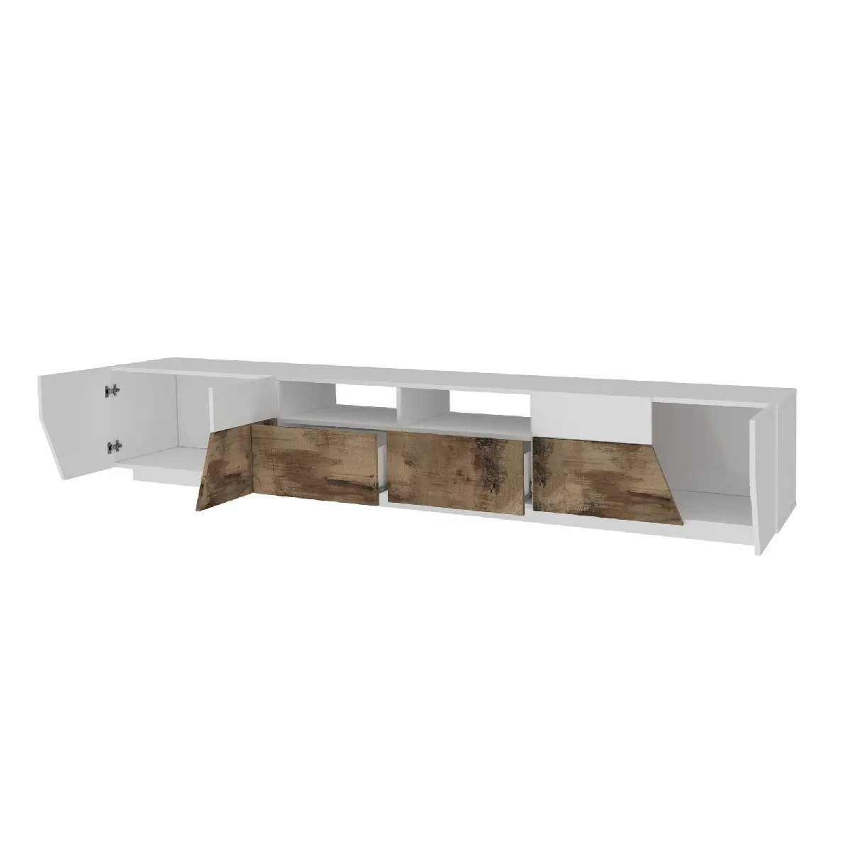 Alter Meuble TV Made in Italy - Blanc brillant et érable