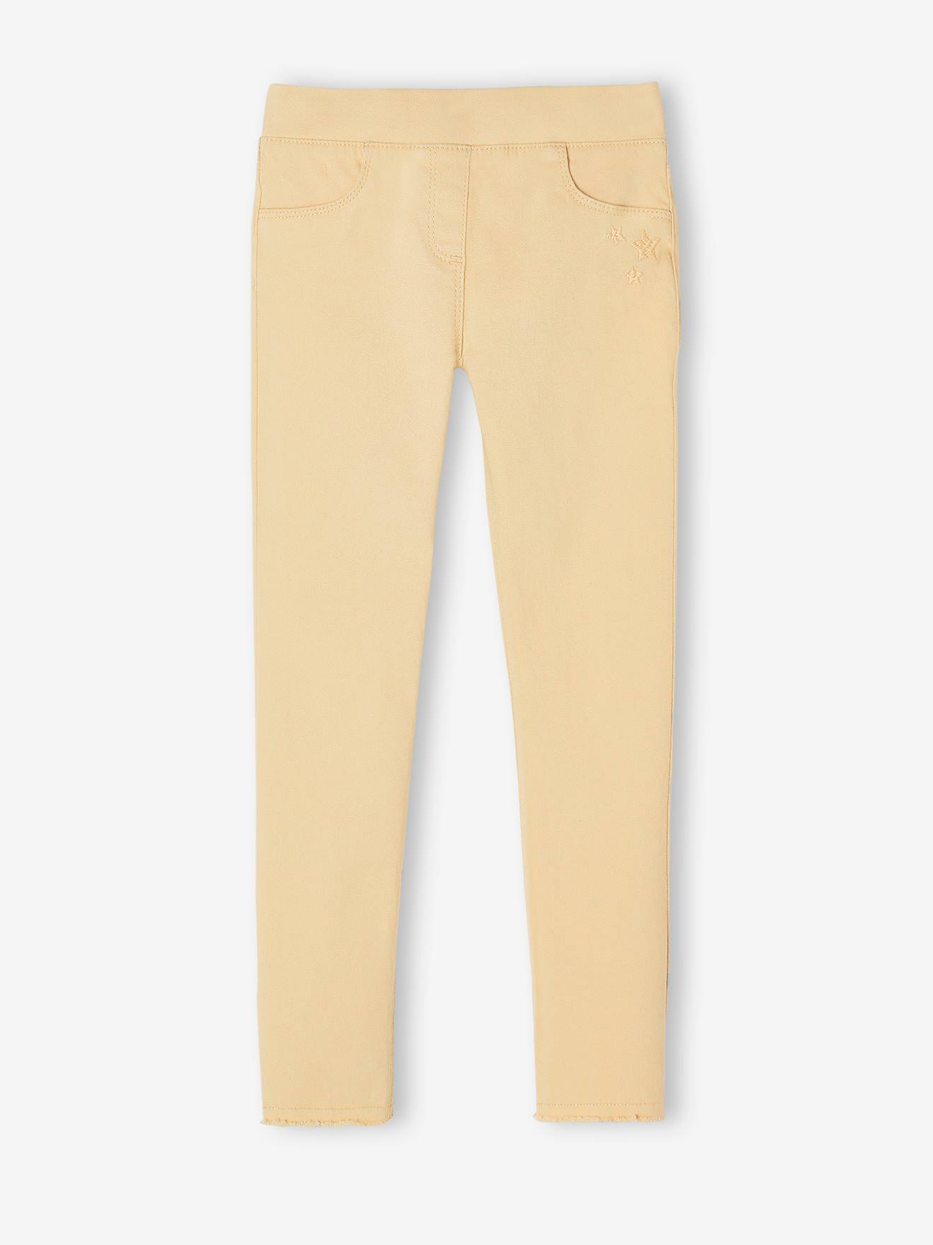 Calças legging coloridas para meninas, cor marrom claro lisa