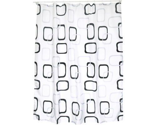 MSV Vintage Textiel Douchegordijn 180 x 200 cm Zwart/Wit