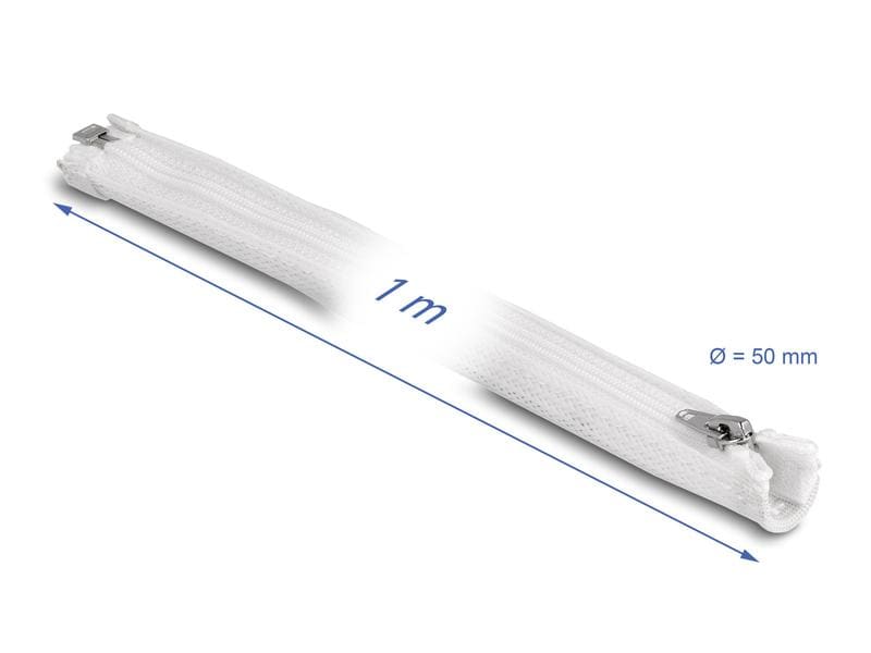 Delock Geflechtschlauch mit Reissverschluss 1 m x 50 mm Wei Delock Geflechtschlauch mit Reissverschluss hitzebeständig 1 m x 50 mm weiss