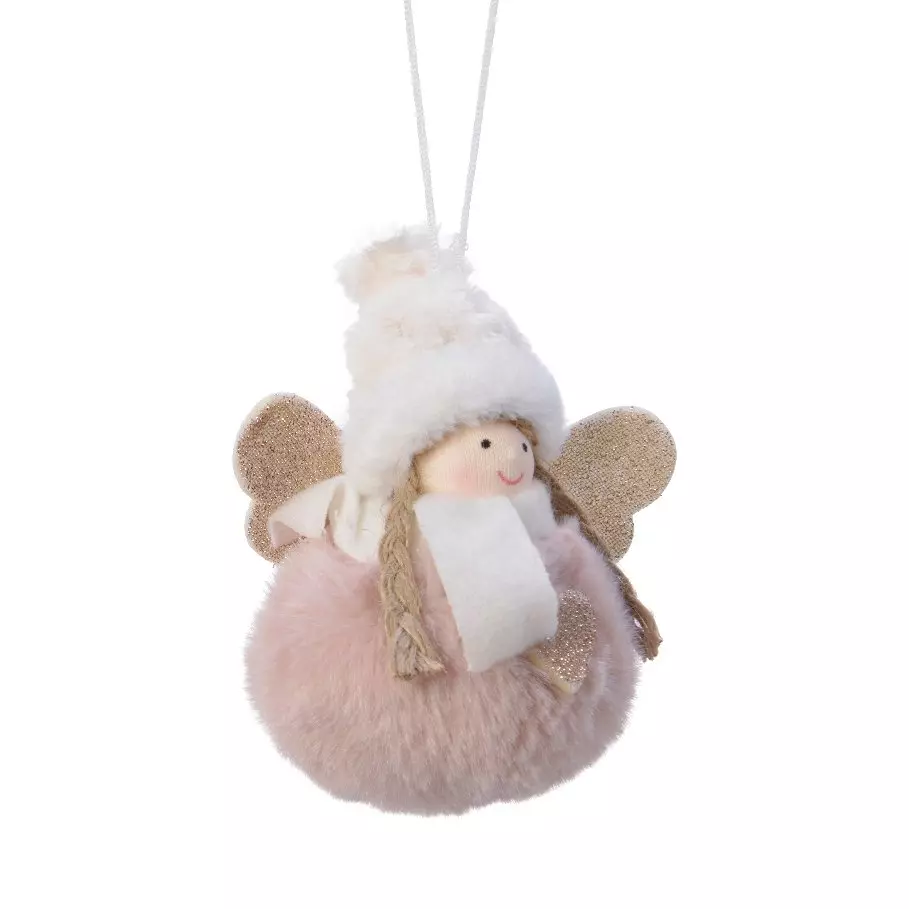 Fée à suspendre (H11 cm) Moana Vieux rose