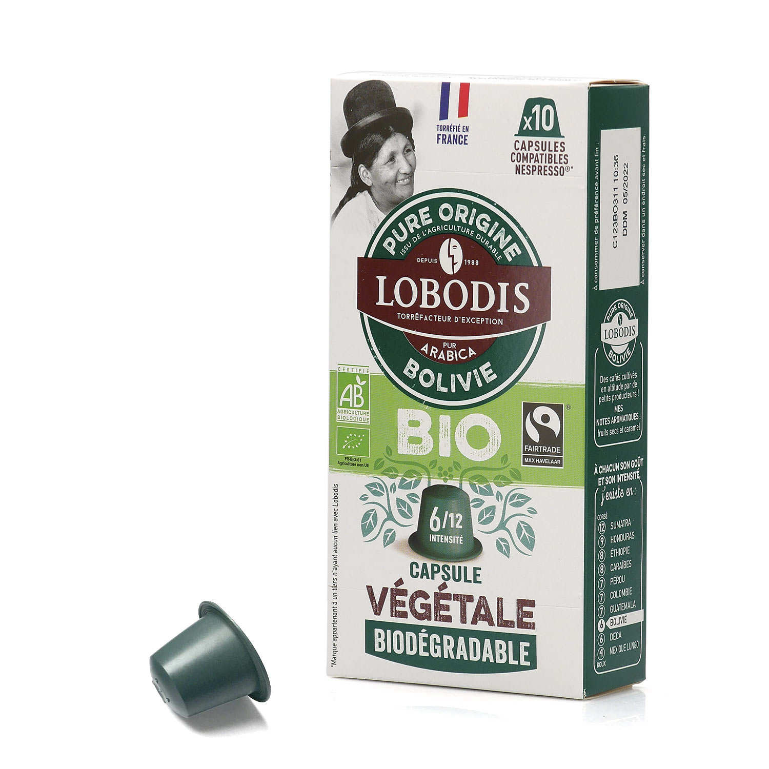 Café Bolivie bio et équitable - capsules biodégradables et compatibles Nespresso®