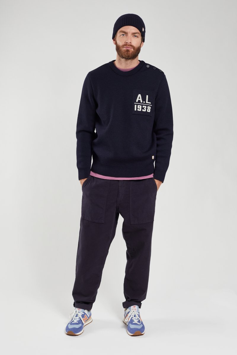 Pull marin avec poche - laine