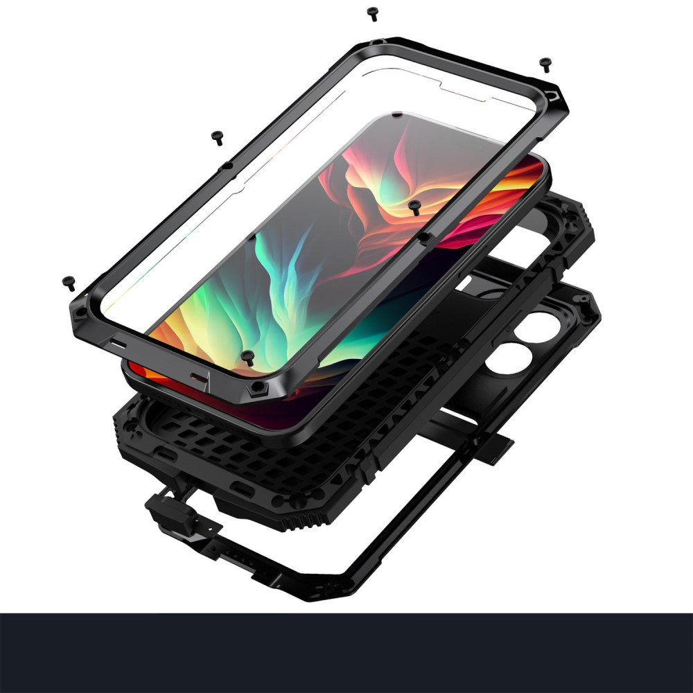 iPhone 15 Pro Hybrid Hardcase Hülle   Kickstand Aufsteller - Schwarz