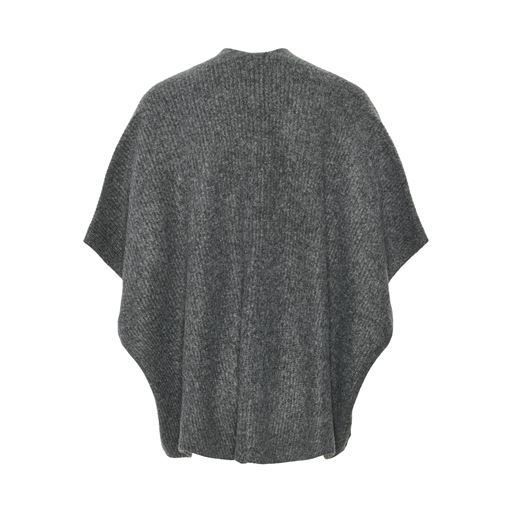 Pieces Remma Strikket Poncho, Dark Grey Melange, One size