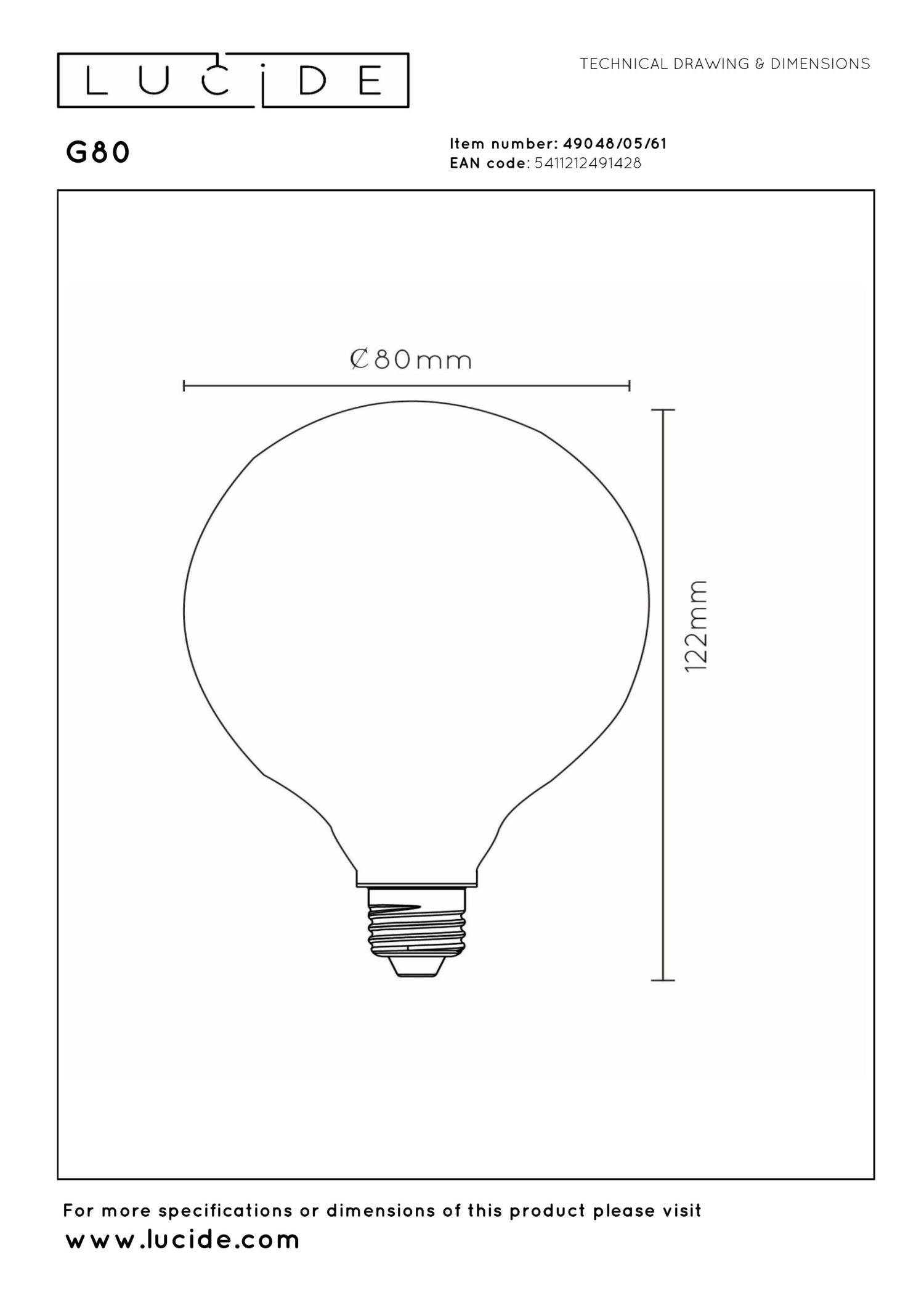 Lucide G80 Filament lamp - Opaal (set van 2)
