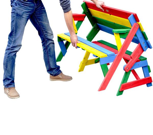 Habau Kinder Picknickbank bunt, 100 x 50 x 62