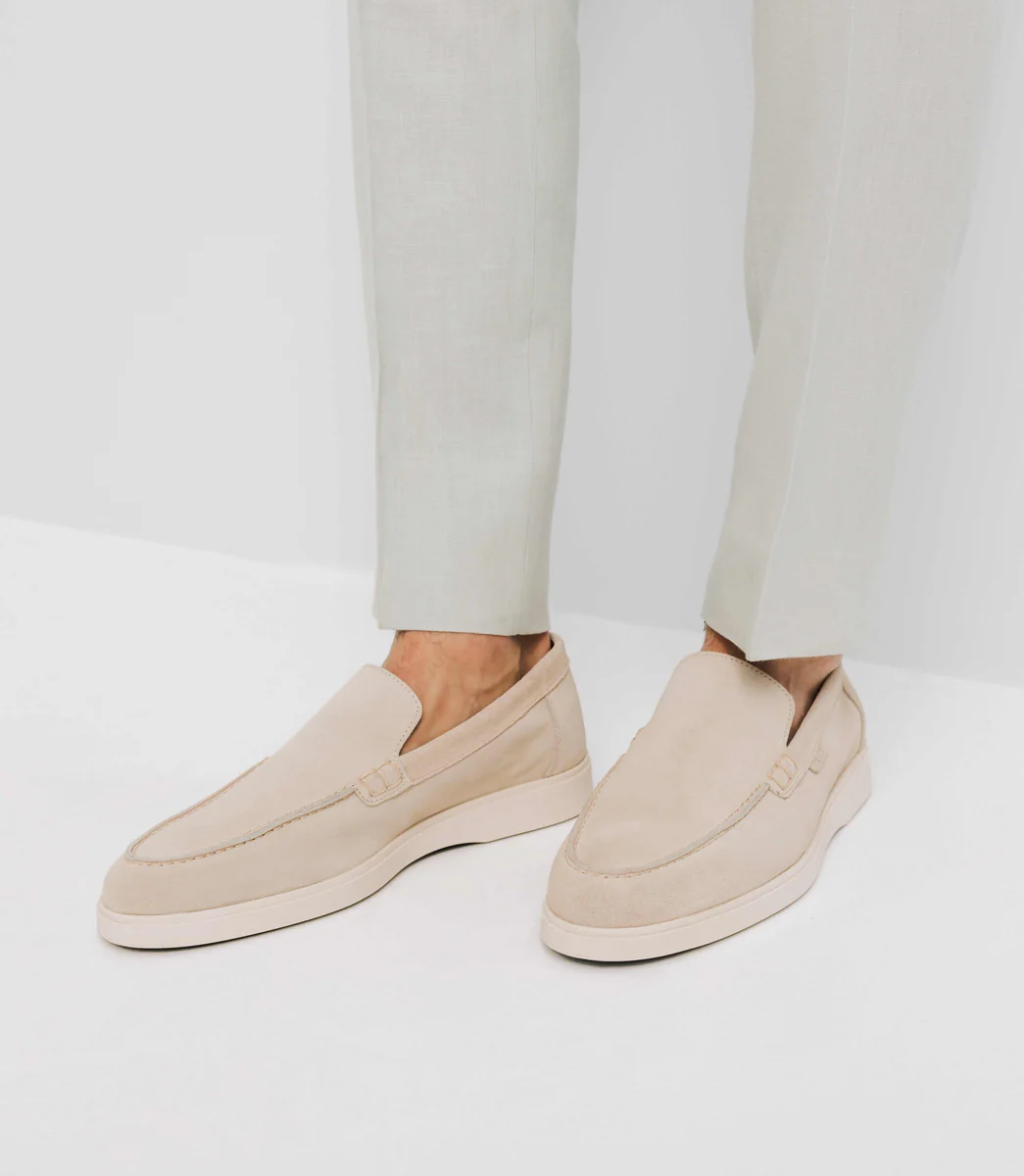 Mocassins en daim écru