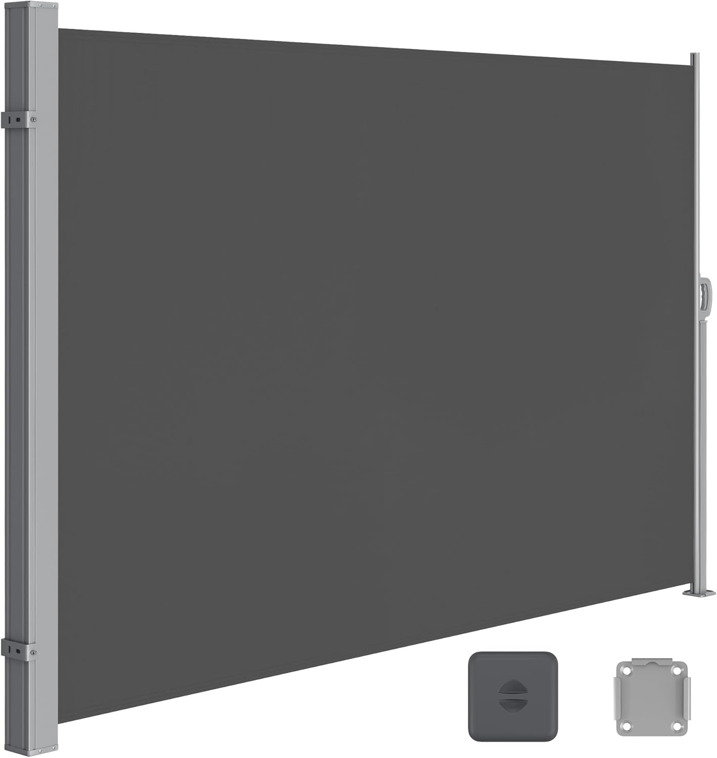 SONGMICS Seitenmarkise mit Stahl-Kasten, rostbeständig, ausziehbar, 180 x 500 cm, Windschutz, Sonnenschutz, Blickdicht, Seitenrollo, für Balkon, Terrasse, Garten, anthrazit GSA815GZ01