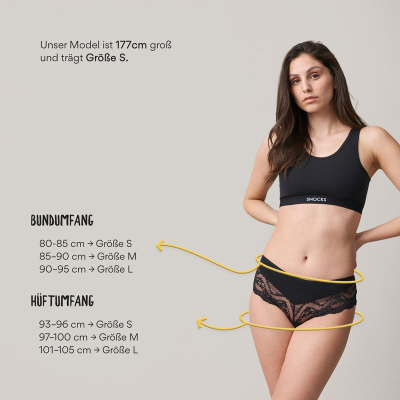 Hipster Panties mit Spitze aus Bio-Baumwolle Mix (Mauve/Weinrot/Schwarz)