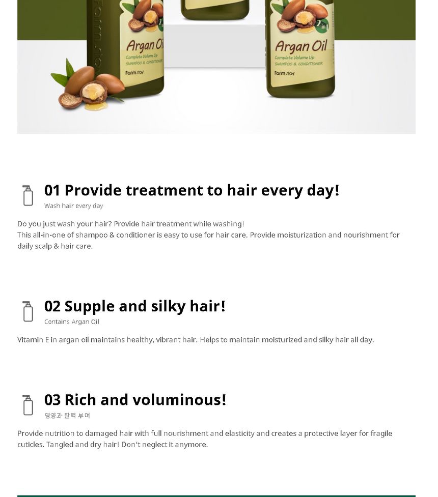 Farm Stay - Argan Oil Complete Volume Up Shampoo & Conditioner