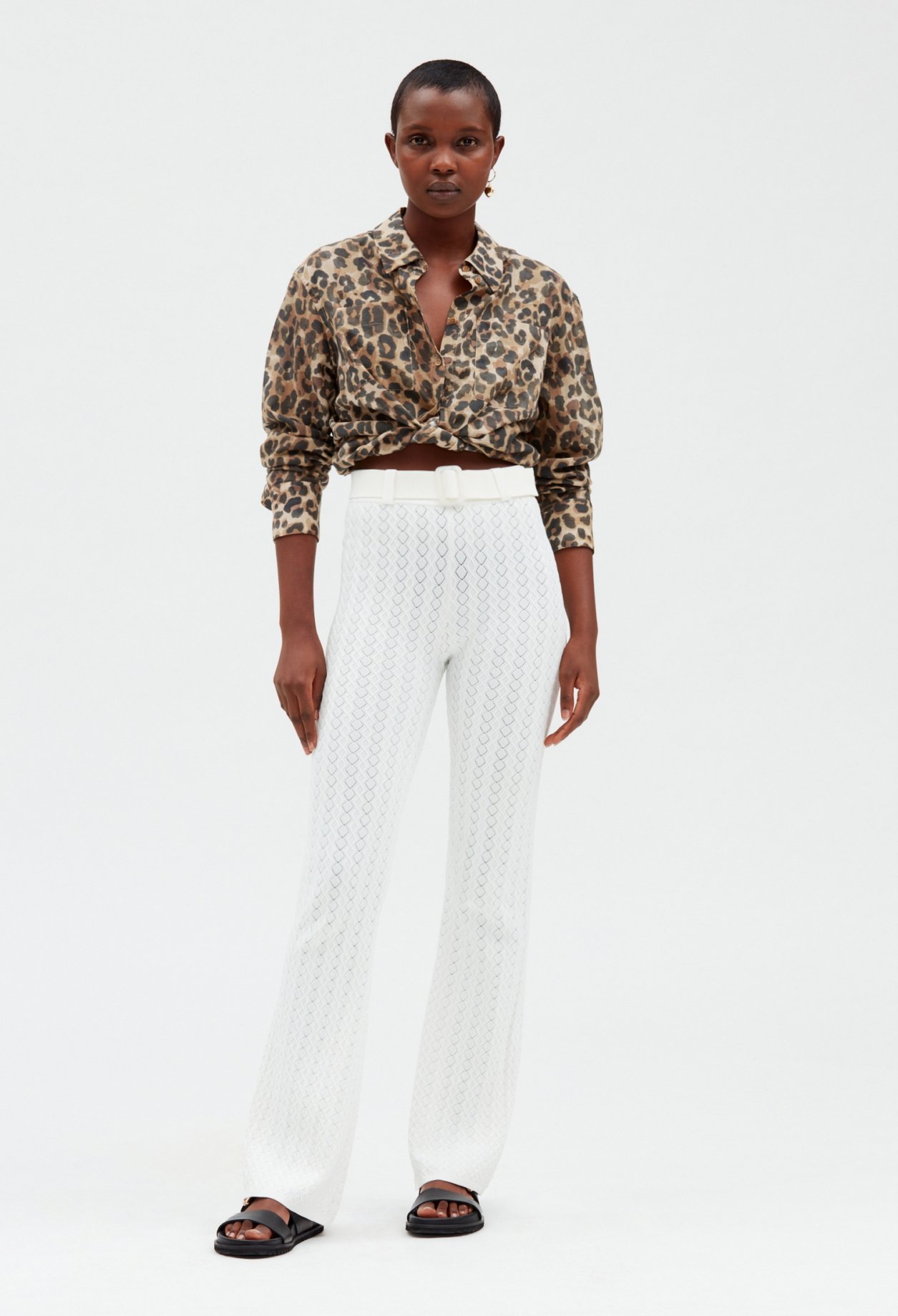 Pantalon maille ecru