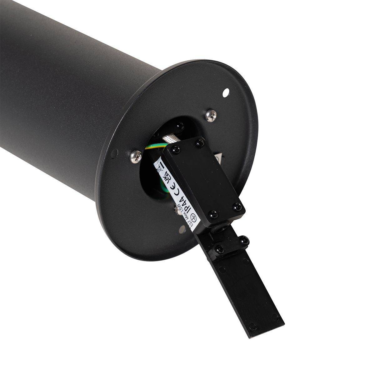 Staande buitenlamp zwart met smoke kap 30 cm IP44 - Odense