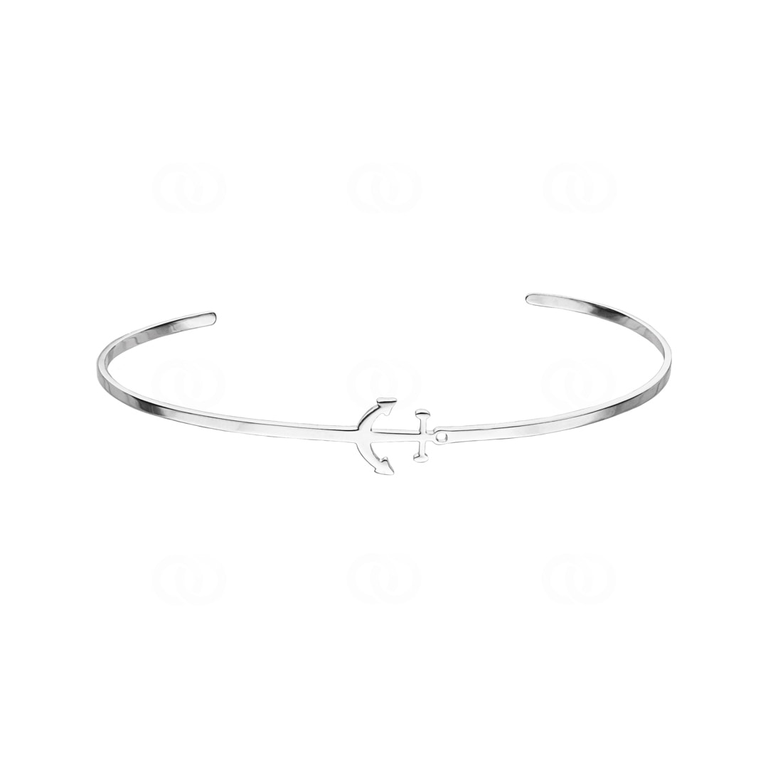 Armreif offen 925 Silber rhodiniert Anker 58 x 48mm