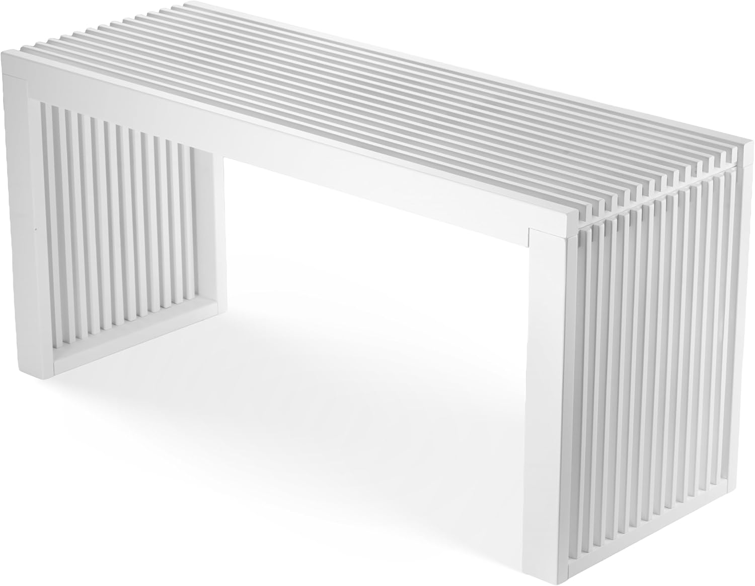 Sitzbank aus Bambus Weiß – stabile Holzbank ohne Lehne für Flur, Bad, Küche, Esszimmer oder Schlafzimmer – kleine Sitzbank Holz 90x33x43 cm – bis 250kg belastbar