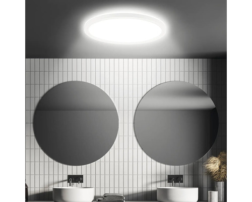 LED Sensor Plafondlamp IP44 18W 2400 lm 4000 K HxØ 3x29 cm Slank Wit + Achtergrondverlichting