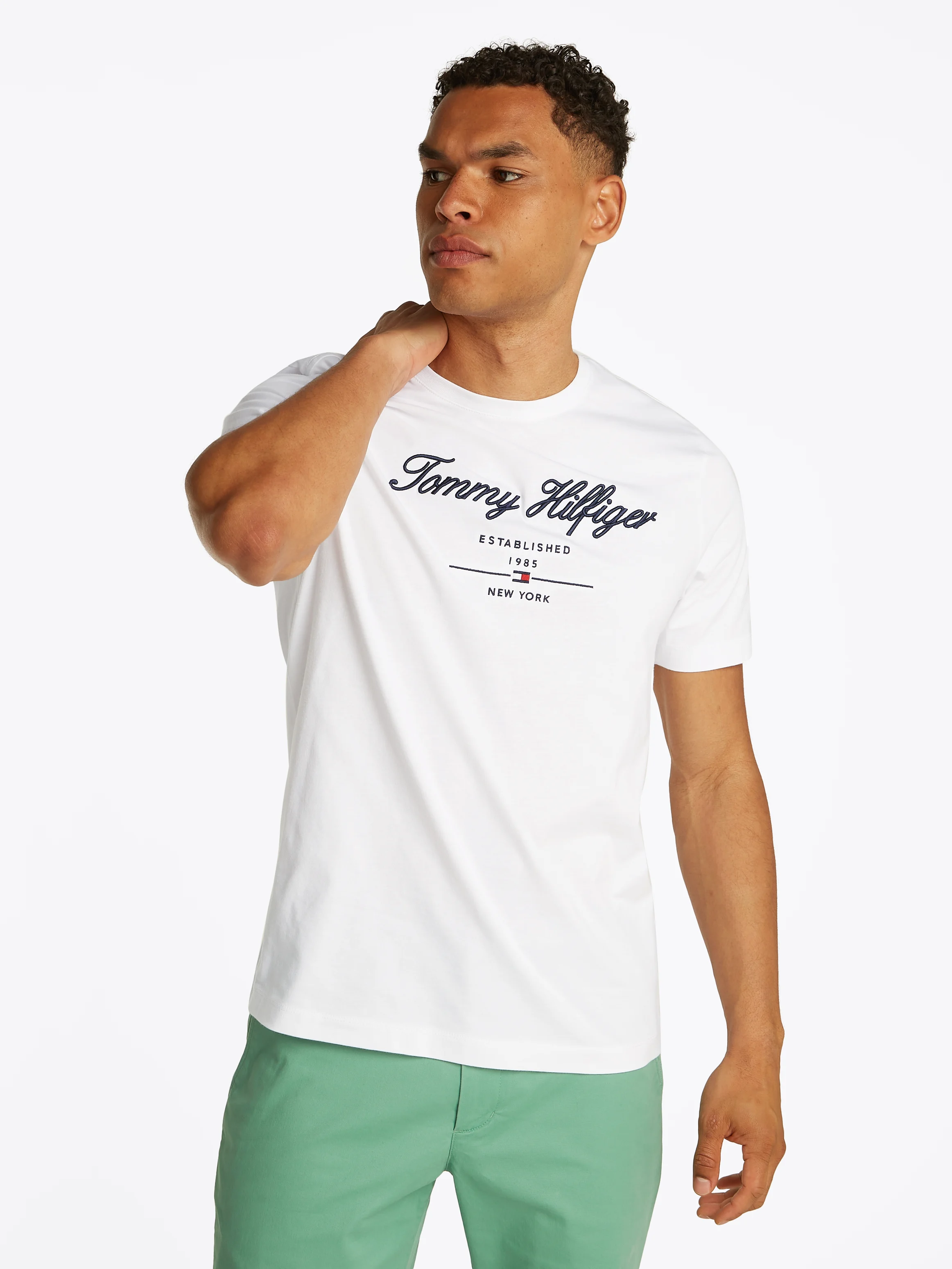 Tee-shirt à logo brodé en coton | Blanc