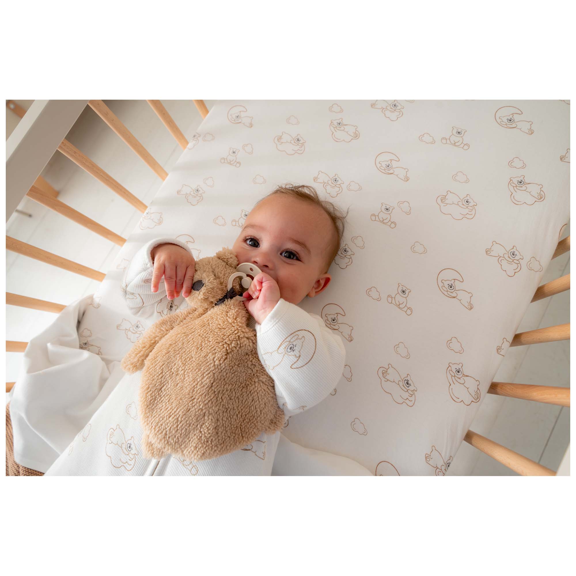 Prenatal wieg hoeslaken Beren wit