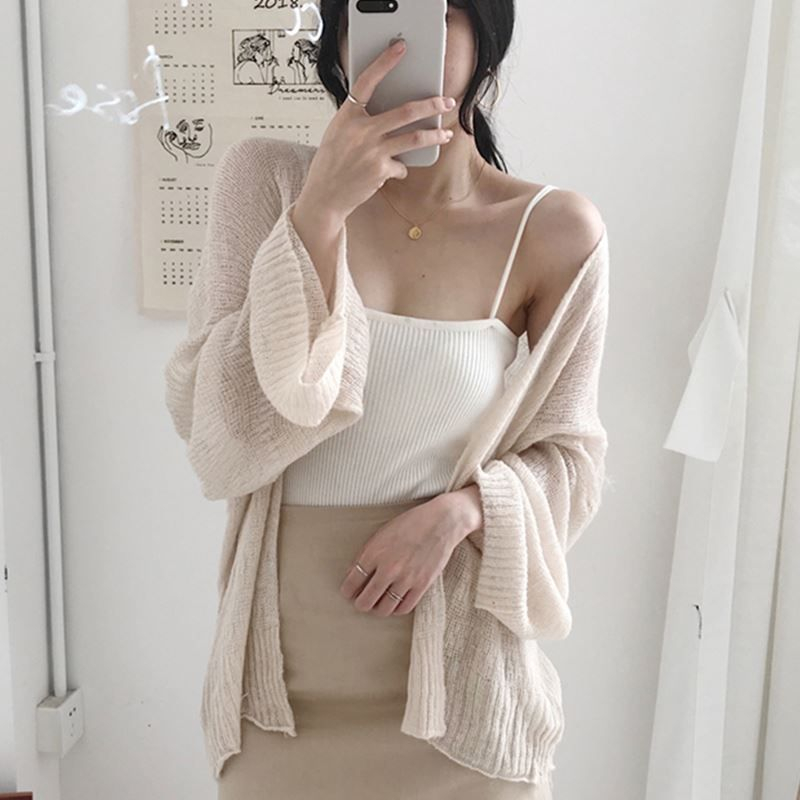 EROPIA - Open-front licht vest / geribbelde camisole top