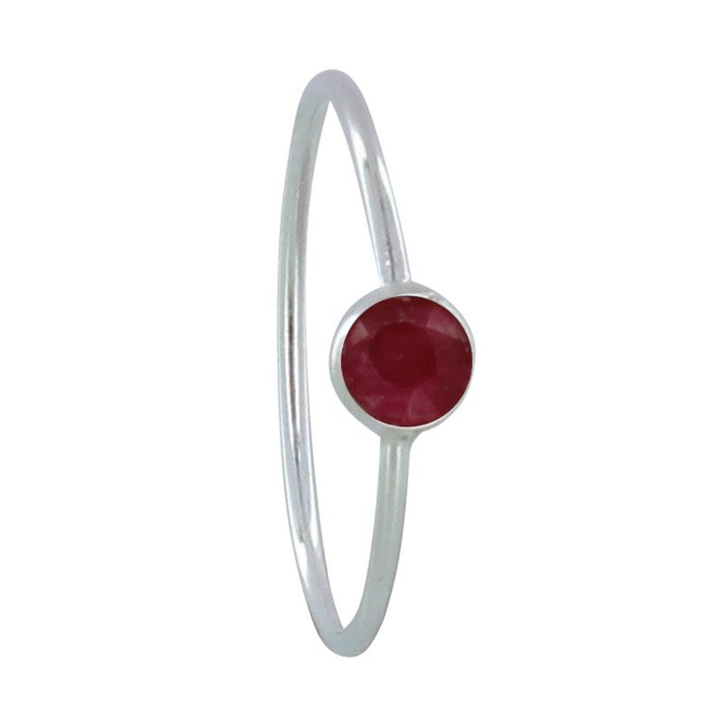 Bague Argent Petit Rond Facetté de Tourmaline