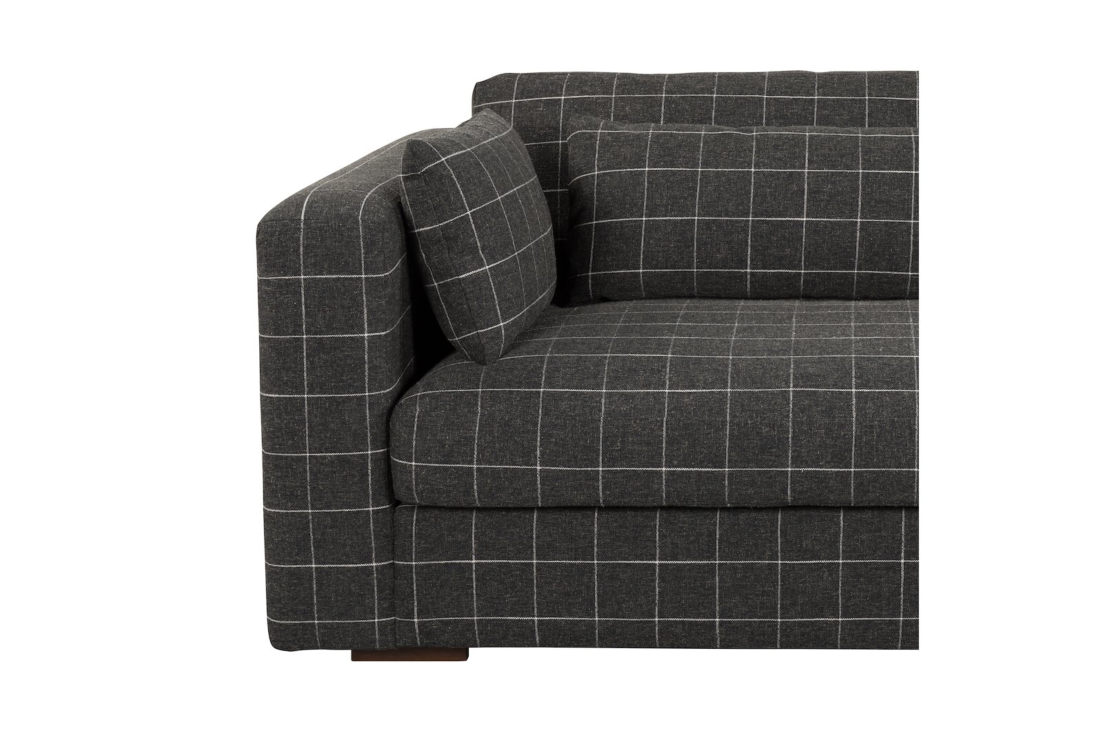 Bantry sofa 4-seter i tekstil Savanne Charcoal med sorte ben i tre.